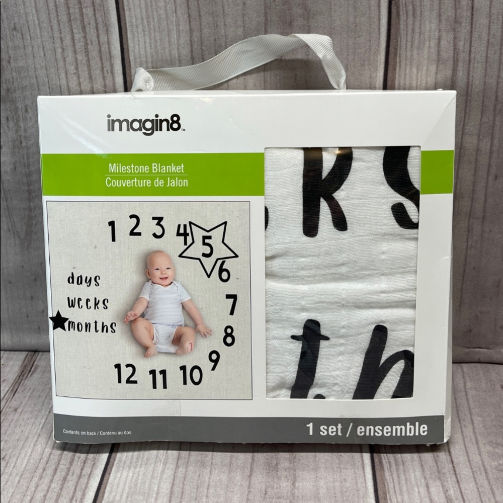 Imagin8 Milestone Blanket 47” x 47” Day Week Month Baby Photo Prop Cotton Muslin
